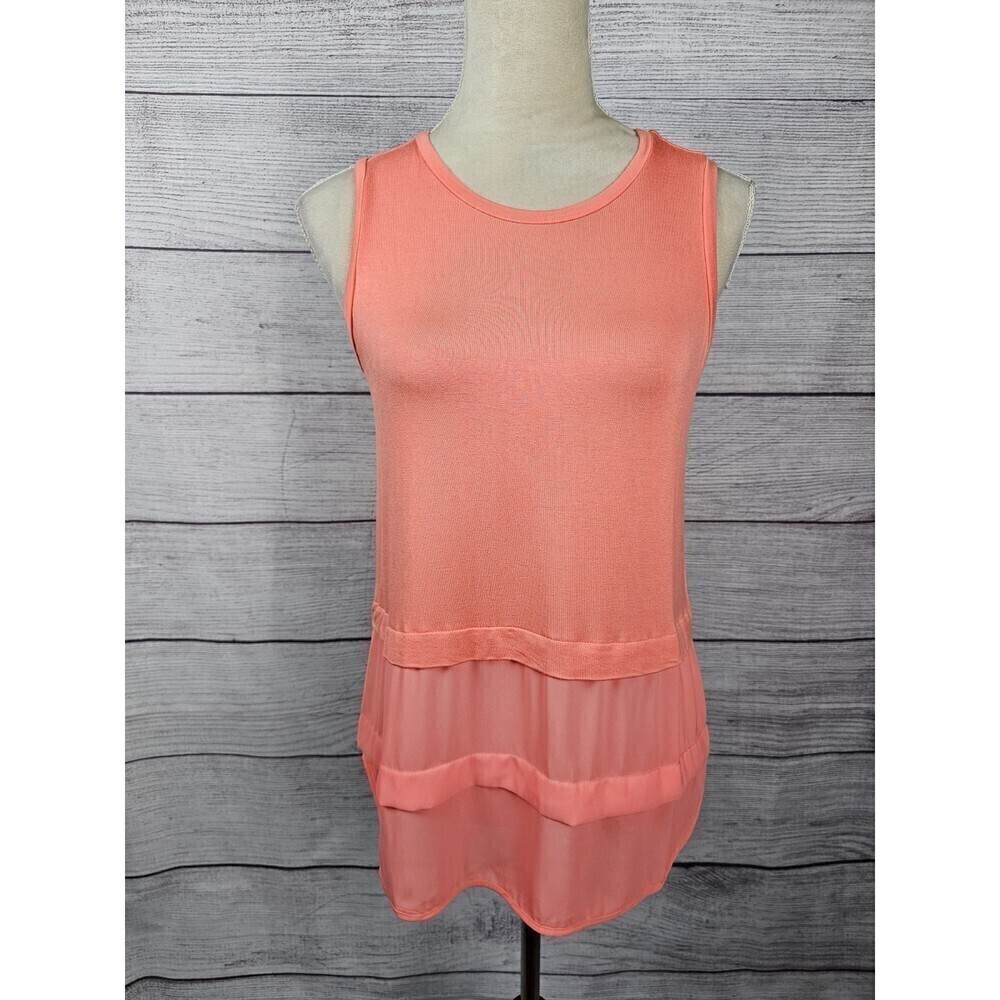 MICHAEL Michael Kors Sleeveless Tiered Blouse Coral Size Small